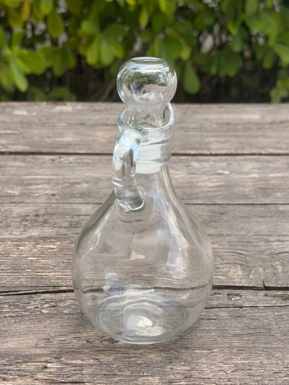 Vintage Anchor Hocking Glass Vinegar or Oil Cruet Bottle with Stopper 6  1/4